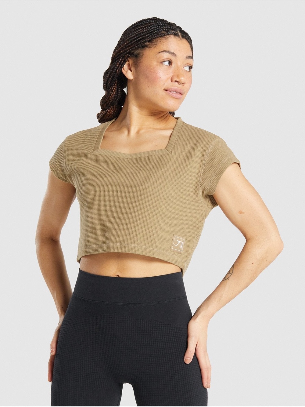 Gymshark PAUSE CROP TOP Waffle Size Medium